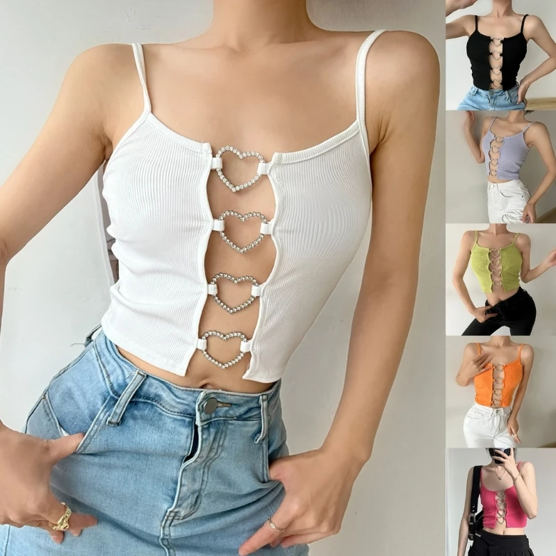 

Hollows Sleeveless Round Neck Spices Vest K-pops Girl Group Style Tops for Girl