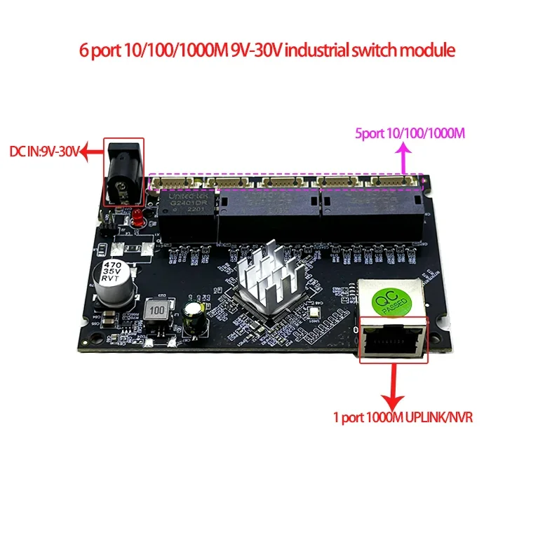 Поо PBC 8 порт Gigabit Ethernet коммутатор портов met pin way header 10/100/1000 m концентратор 8way