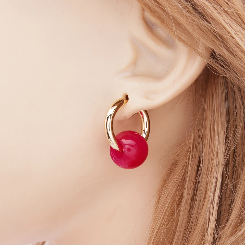 Trendy Pingk Rose Stone Rose Earrings Woman Summer Color stainless Steel Dangle Ear Charm Bright Brinco Party Wedding Gift