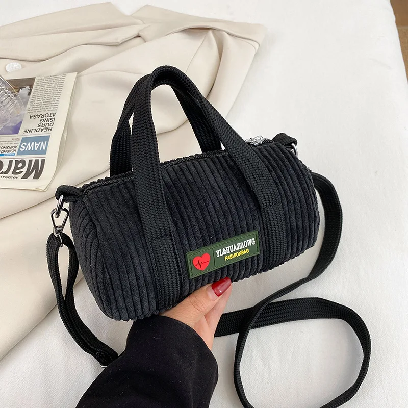 

Retro Striped Velvet Bucket Bag Small Round Bag Messenger Bag Hand Carry Small Square Bag 2022 Fashion Shoulder Bag Women