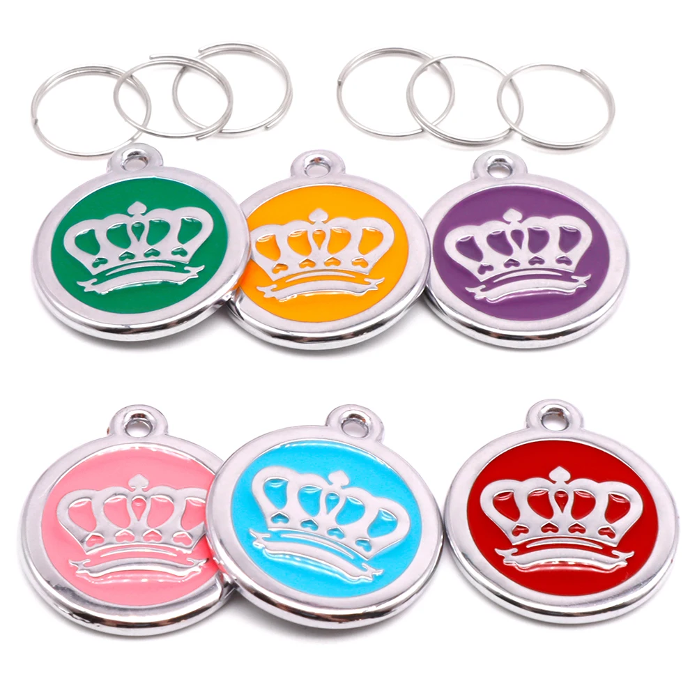 

20Pcs Colorful Dog Cat ID Tag Pet Collar Accessories Name Customized Alloy Nameplate Wholesale Key Rings Anti-lost