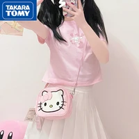 takara tomy 2022 summer hello kitty girls cotton high waist short short sleeve cartoon print cute pink sweet t shirt