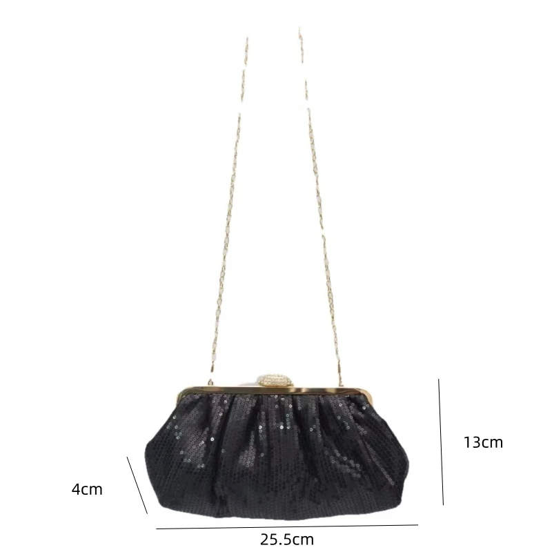 Сумка-мессенджер на плечо с блестками и цепочкой