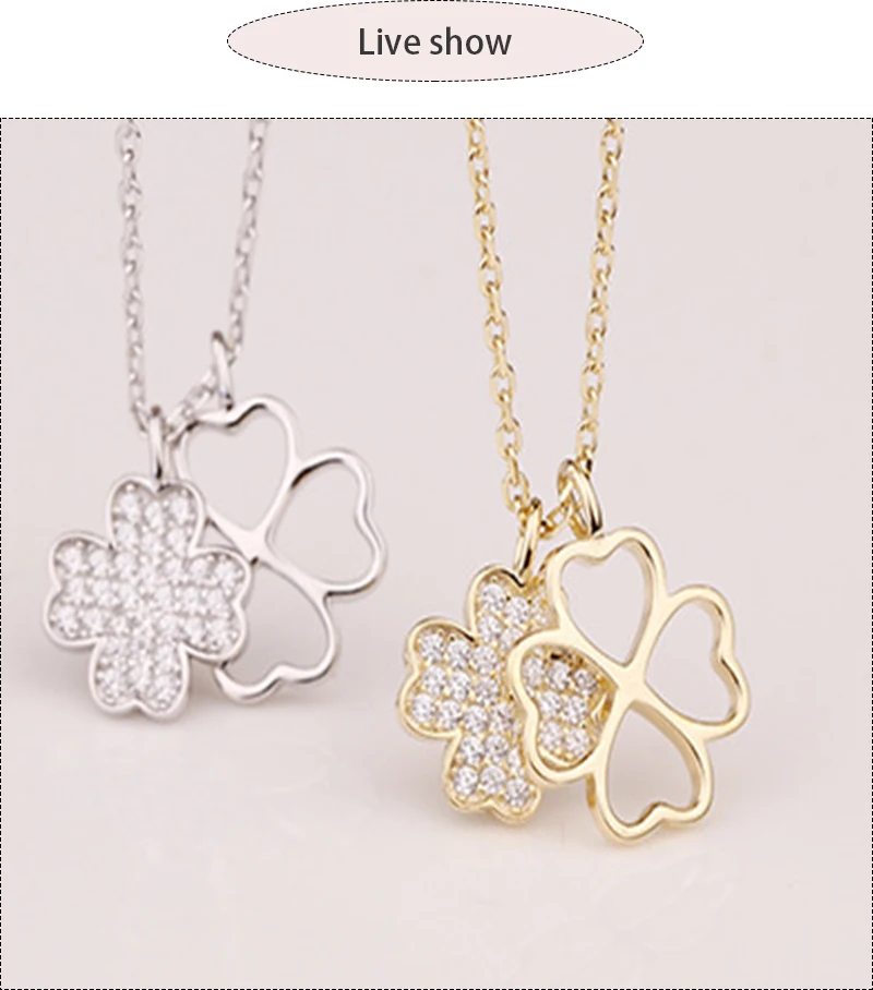 

925 Sterling Silver Lucky Grass Necklace Female European And American Simple Temperament Creative Fourleaf Clover Clavicle Chain