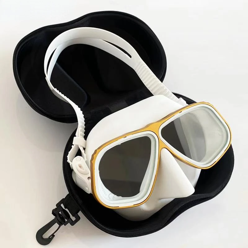 

2022 New Free Diving mask Gold rimmed glasses Ultra low volume Snorkeling goggles for scuba dive for adults free breath diving