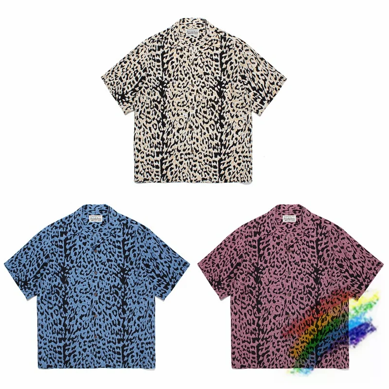 

Гавайская рубашка WACKO MARIA с леопардовым принтом для мужчин и женщин, гавайская рубашка высокого качества 2023ss
