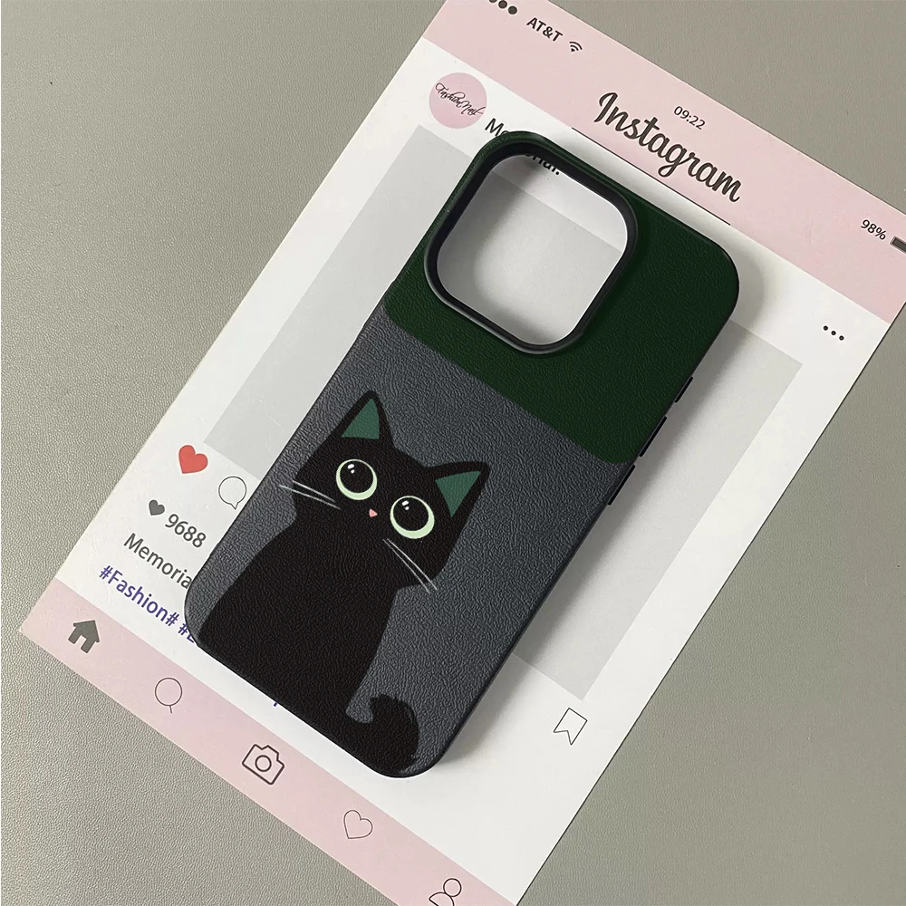 Фото Милый чехол для iPhone 11 12 13 14 15 16 17 Pro Max Plus Air с рисунком черной кошки, креативный дизайн, мягкий чехол из поликарбоната №3
