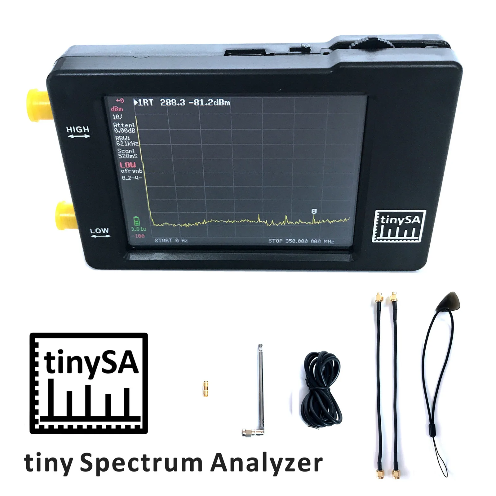 

2.8" Touch TFT Screen Tiny NanoVNA Handheld Spectrum Analyzer 100kHz～350MHz