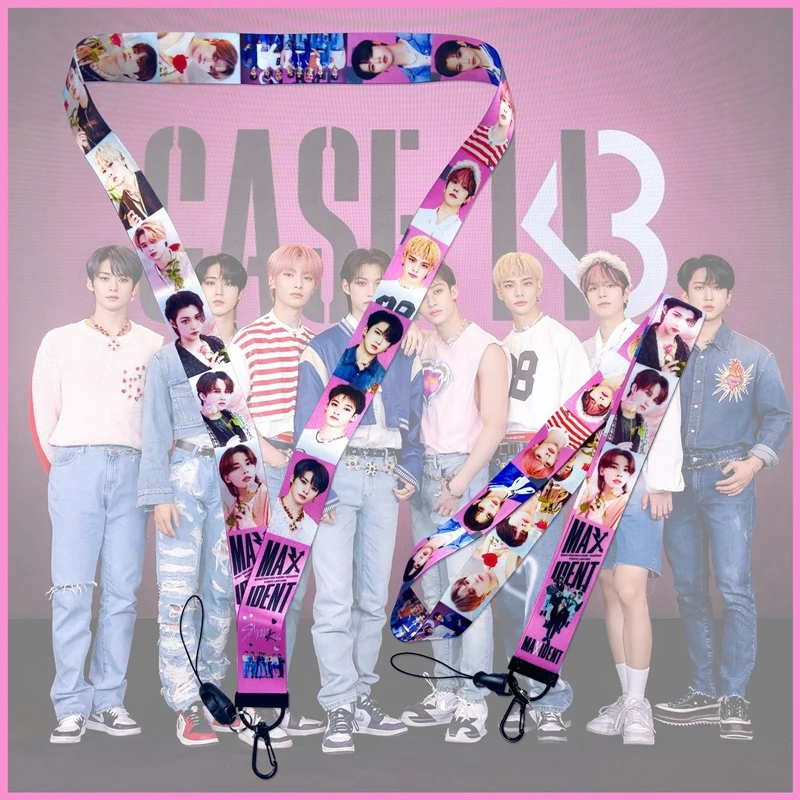 

KPOP Stray Kids Album MAXIDENT Series Lanyard Fashion Double-Sided Character Printing Mobile Phone Rope HyunJin Felix Fans Gift