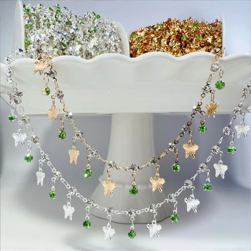 10 метров/лот новые не выцветающие зеленые хрустальные бусины цепочки со звездами