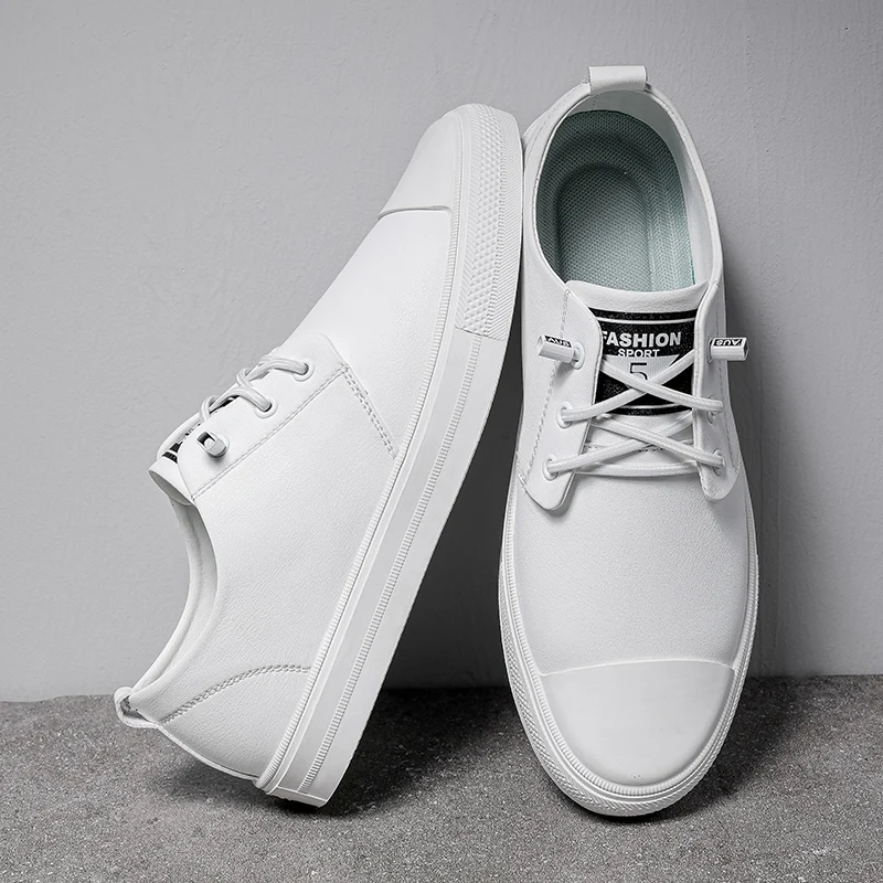 

Fashion New Men's White Board Shoes Non-Slip Men's Flat Casual Shoes Outdoor Lace-up Comfortable Men's Sneaker Casual Shoes Men
