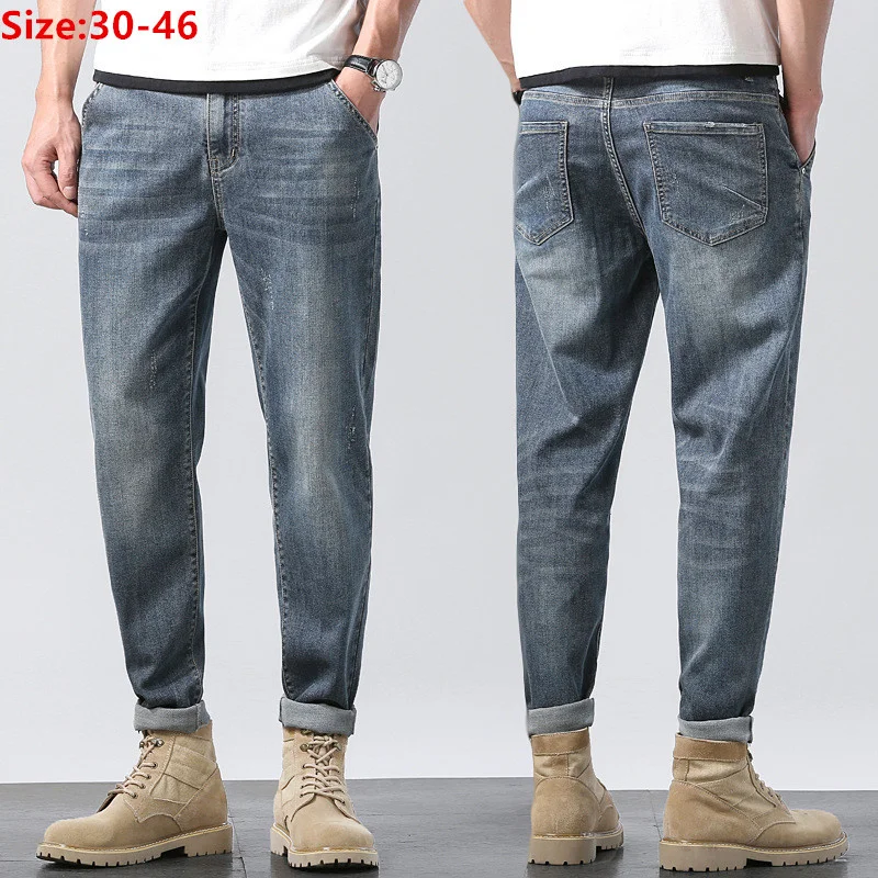 

Ankle Length Jeans Pencil Pants Man Harem Spring Autumn Fashion Plus Size 42 44 46 Taglia Grande Denim Cowboy Elastic Trousers