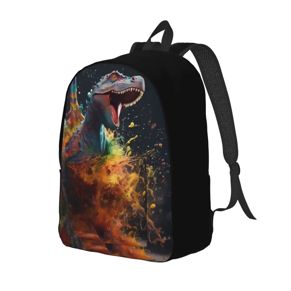 

Dinosaur Canvas Backpacks Liquid Splash Explosion Breathable Charm Backpack Travel Bags