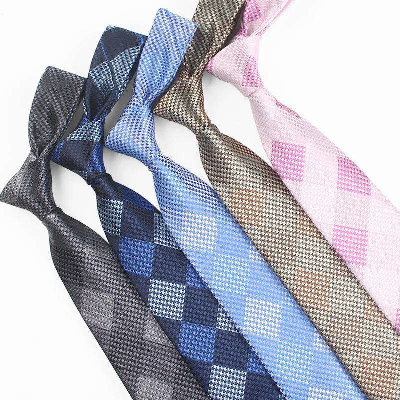 

Fashion Classic Men's Ties Wedding Business 7cm Lattice Plaid Polyester Jacquard Suit Necktie Accessory Gift Wholesale