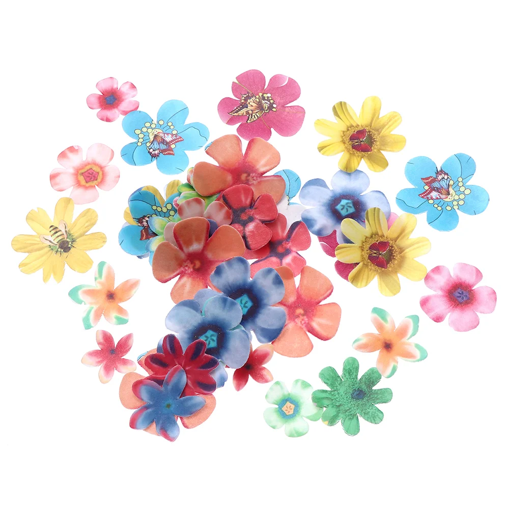 

Cake Flower Edible Decor Paper Cupcake Flowers Topper Toppers Rice Wafer Birthday Dessert Insert Summer Sugar Hawaii Making
