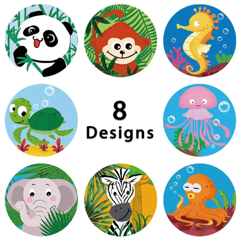 

Cute Children's Toy Animals Stickers Labels Decor DIY Scrapbooking Envelope Sealing Stationery Child Reward Stickers 500pcs/roll