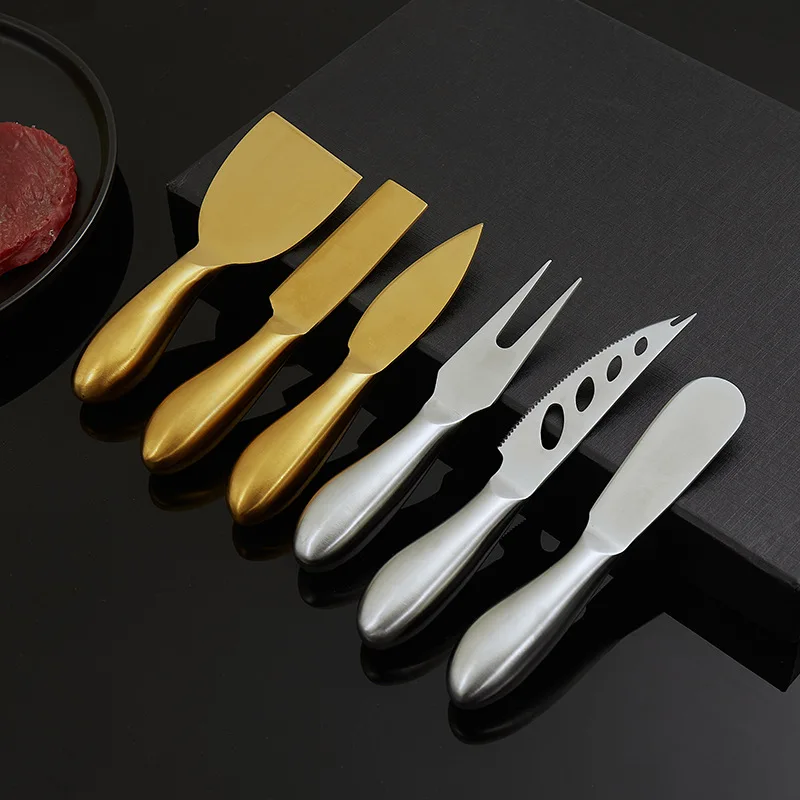 

Golden Silver Stainless Steel Butter Cheese Knife Fork Baking Spatula Pizza Sandwich Cutter Cake Cream Scraper Kitchen Tools