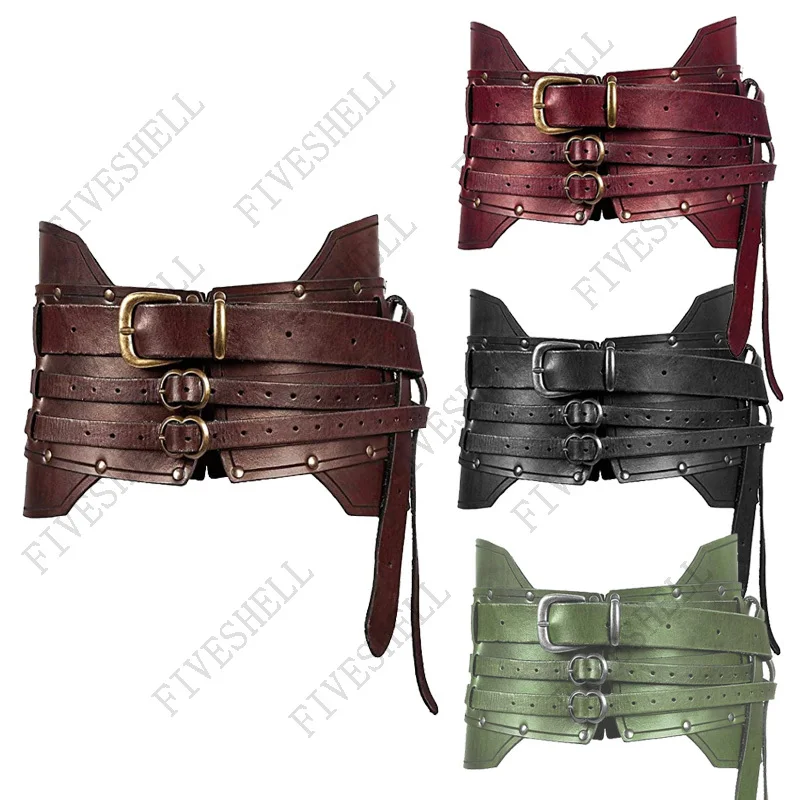 

Medieval Cosplay Accessories Steampunk Women Vintage Wide PU Belt Men Knight Armors Medieval Viking Pirate Costume For Adult
