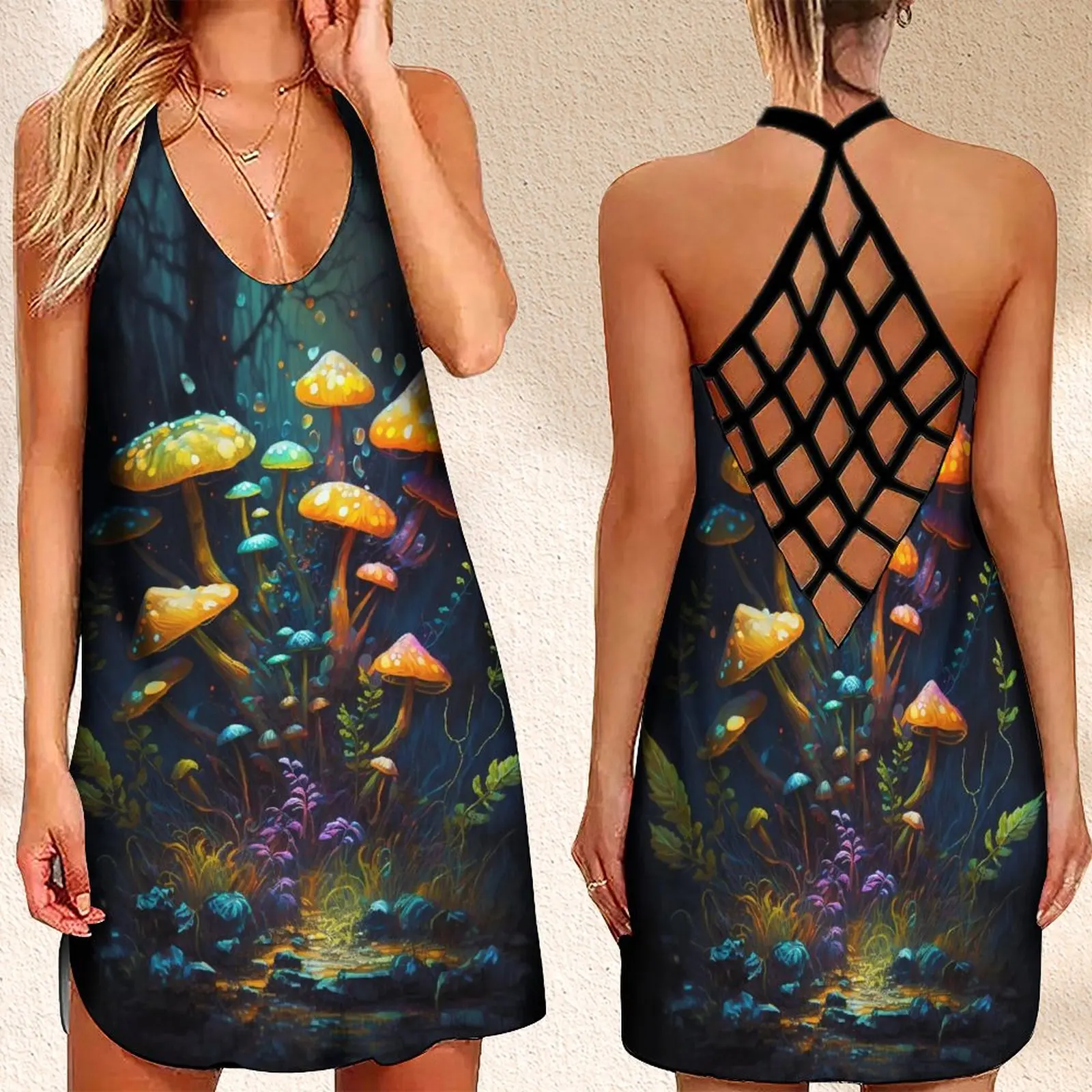 

Женское летнее платье без рукавов с перекрестными бретельками и открытой спиной, сексуальная одежда, Элегантные повседневные женские платья