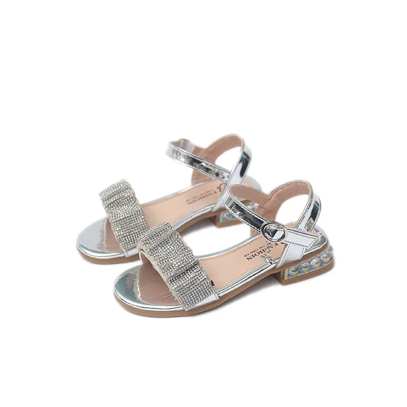 

Children Sandals Princess Crystal Shoes Open-toe 2022 Summer Fashion Girls Kids Performance Shoes for Party Wedding Shows PU