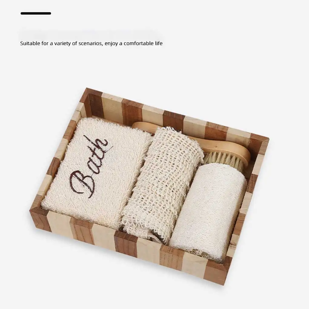 

4Pcs Bath Linen Towel Durable Skin Care Bathing Tool Wide Application Lightness Soft Shower Accessories Cleaning