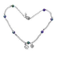 necklace four leaf clover heart love pendants acrylic beads toggle clasp extension chain silver tone women jewelry 51cm