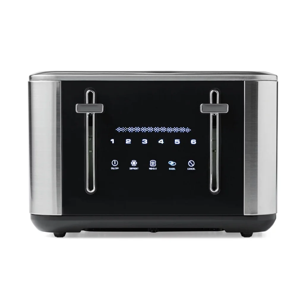 

Touchscreen 4-Slice Toaster, Stainless Steel And Black Bread Maker Breakfast Machine