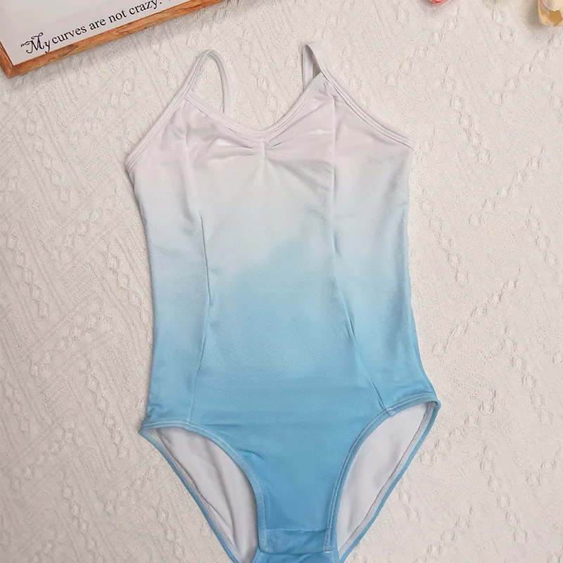 Балетные трико для девочек без рукавов с градиентом цвет балерины костюм детей