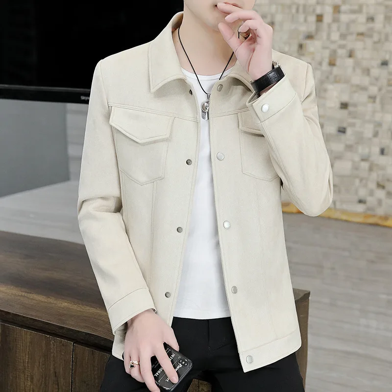 

2022men's Spring and Autumn New Loose-Fitting Workwear Jacket Youth Casual Handsome Deerskin Velvet Jacket