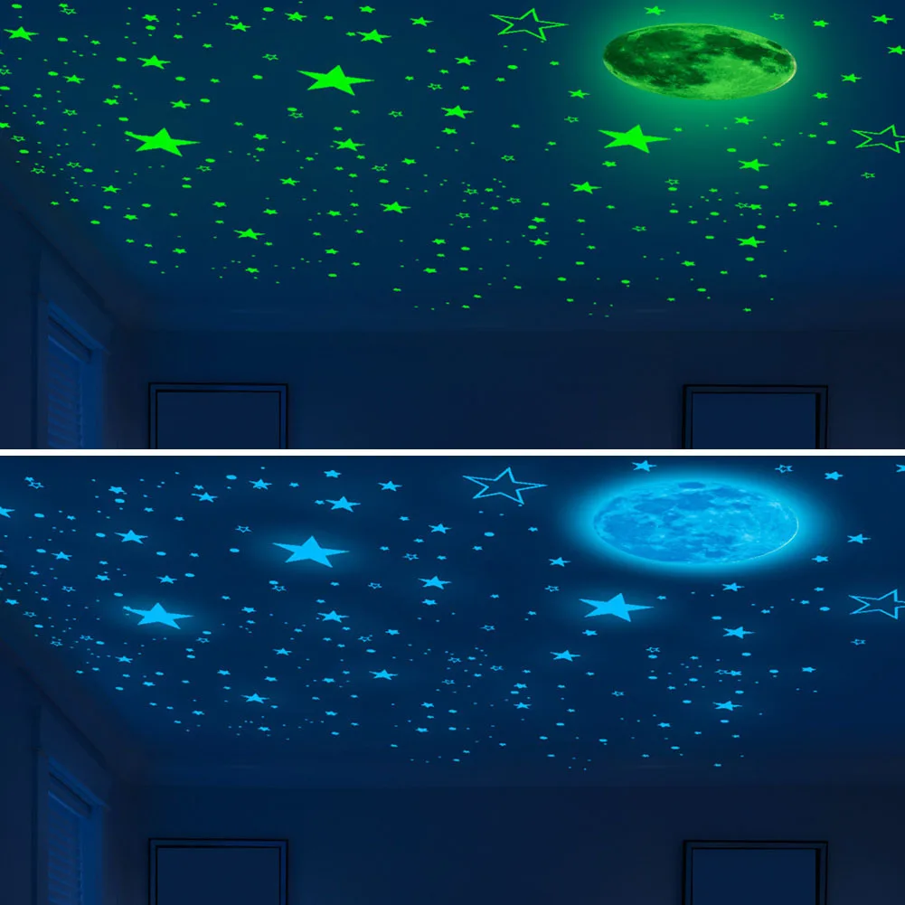 

435pcs Luminous Wall Stickers Moon And Stars Wall Decals Glow In The Dark For Kids Room Baby Nursery Home Decoration