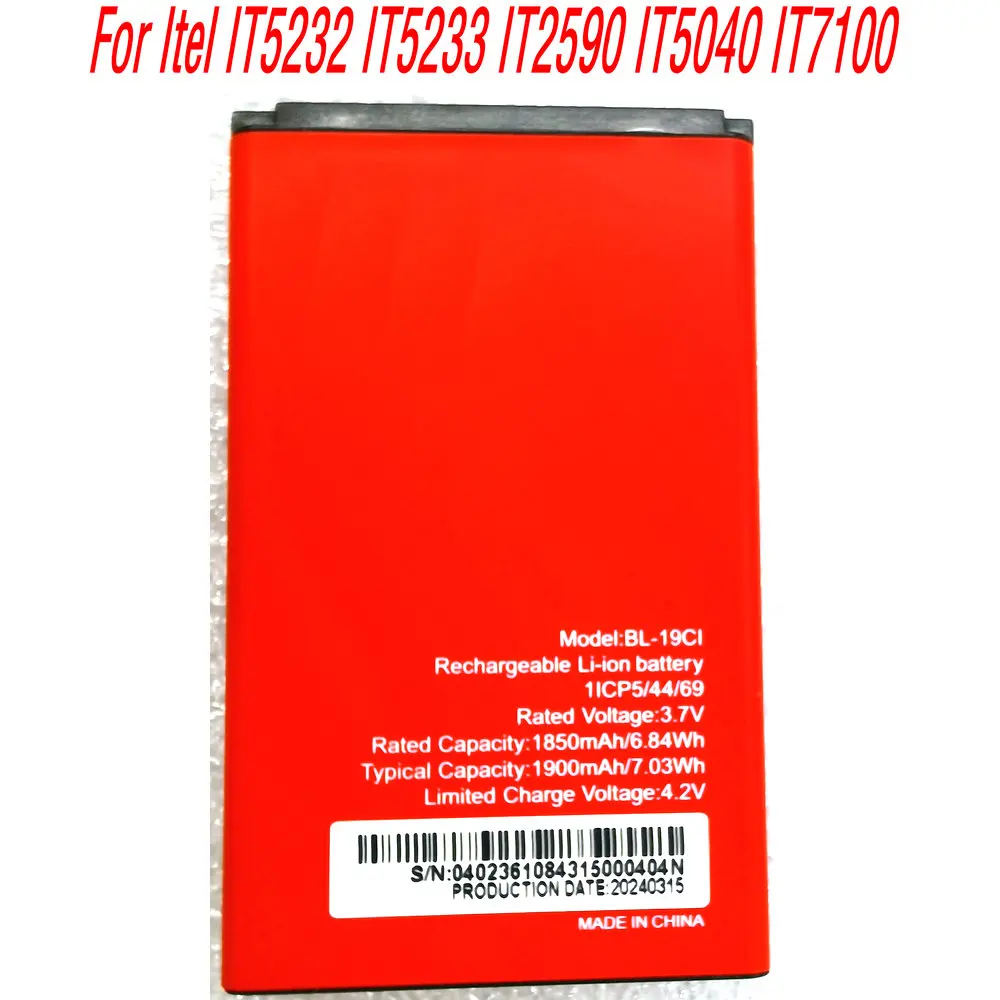 Фото Оригинальный аккумулятор 3.7V 1900mAh BL-19CI для мобильных телефонов Itel IT5232, IT5233, IT2590, IT5040, IT7100, Magic2 4G (IT9210), MagicX Play 4G №1