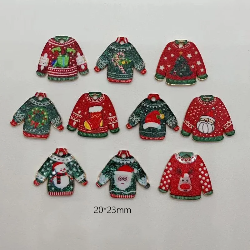 10 шт. рождественских брелоков из сплава для свитеров курток сережек