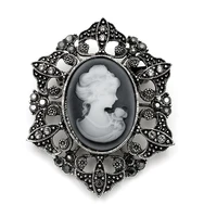 womens retro style queen head portrait brooch pin vintage cameo elegant brooch for women bridal antique wedding bouquet jewelry