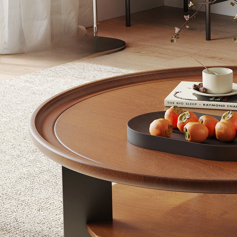 Простой круглый антикварный журнальный столик деревянный дизайн прозрачный пол