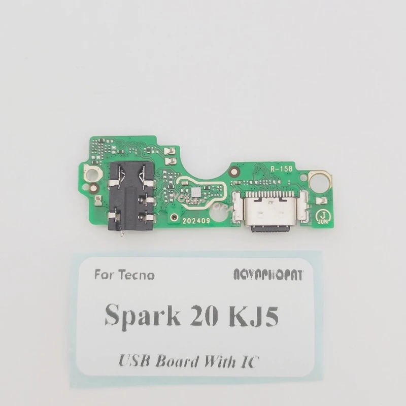 Фото Для Tecno Spark 20 KJ5 USB-док-станция, порт для зарядного устройства, разъем для наушников, разъем для микрофона, гибкий кабель для зарядки, плата с микросхемой №3