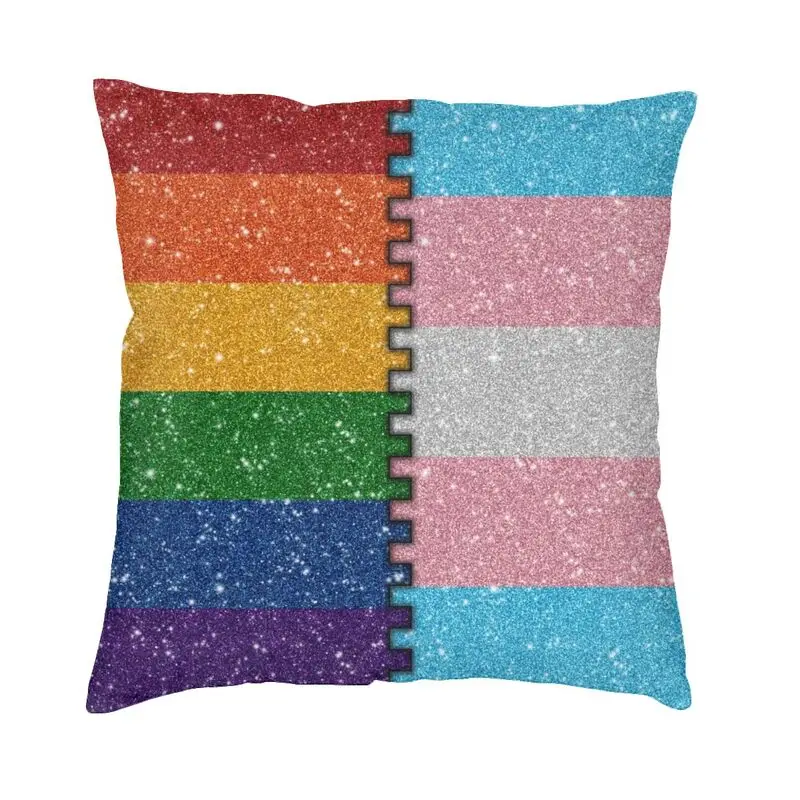 

Luxury Faux Glitter Rainbow Flag Sofa Cushion Cover Soft Gay Lesbian Pride Throw Pillow Case Home Decorative Pillowcase