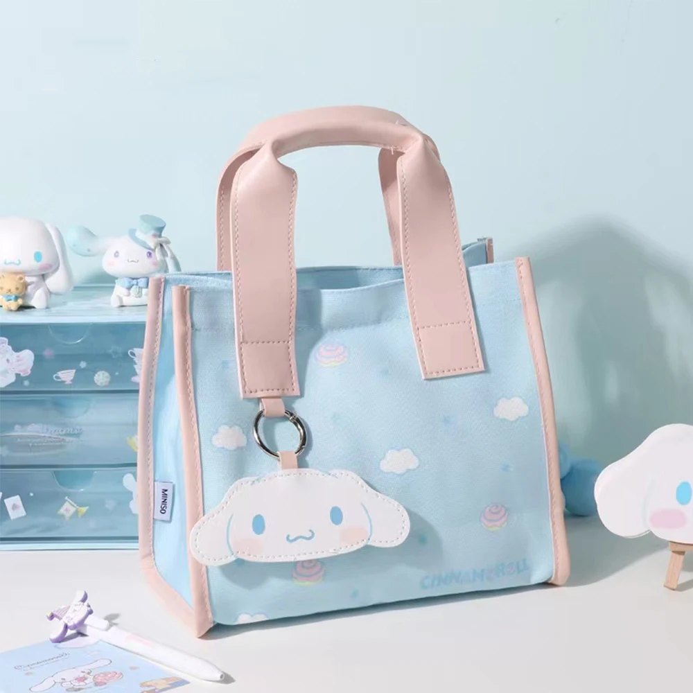 

Kawaii Cinnamoroll Сумка Мультфильм Аниме Кукла Холст Tote Модная Портативная Высокая емкость Пикник искусственная сумка подарок