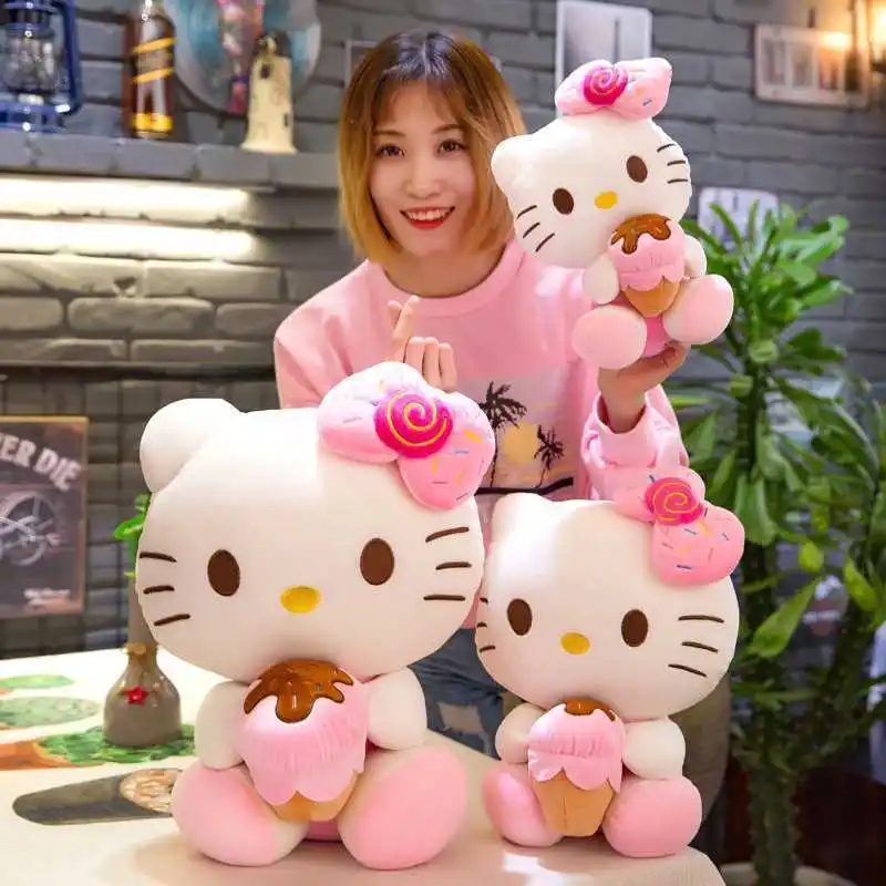 

Новинка, плюшевые игрушки Hello Kitty 23 ~ 55 см, куклы из аниме-фильма Kt Cat, мягкие игрушки с мультяшными животными Hello Kitty, рождественские подарки дл...