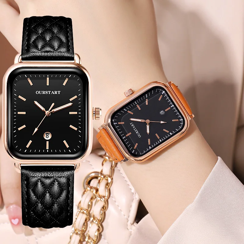 

New Fashion Women Luxury Watches Ladies Wrist Watches Women Leather Rectangle Calendar Quartz Watch For Gifts Relogio Feminino