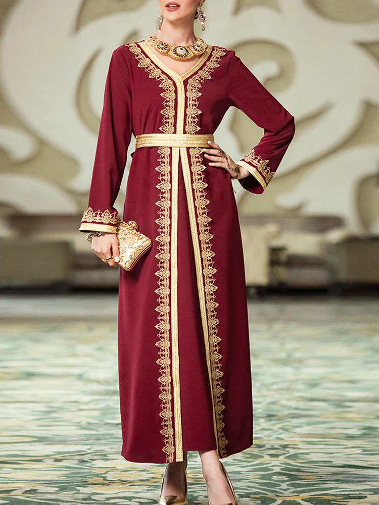 Mia Muse Eid модное мусульманское платье Абая для женщин с длинным рукавом золотой
