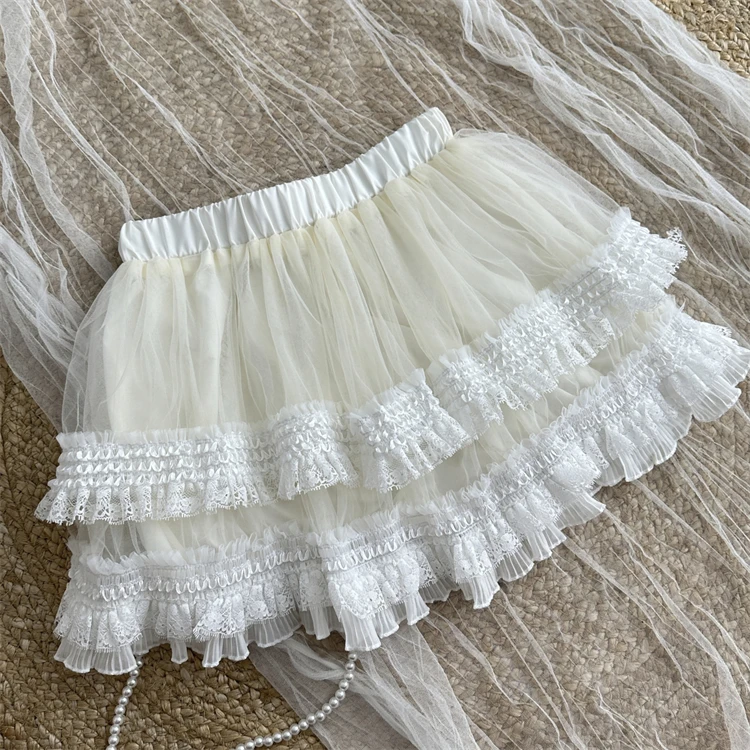 Женский Кружевной укороченный топ с рукавами-фонариками и мини-юбка