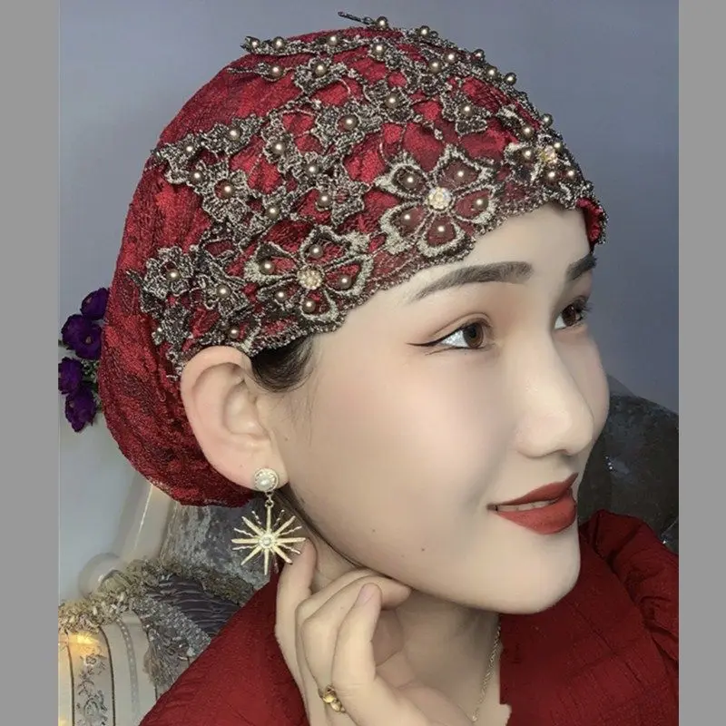 

Islamic Veil Jersey Instant Hijab Cappelli De Preghiera Turkish Cap a Enfiler Women's Turban India Hat Winter Fleece Beaded Hats