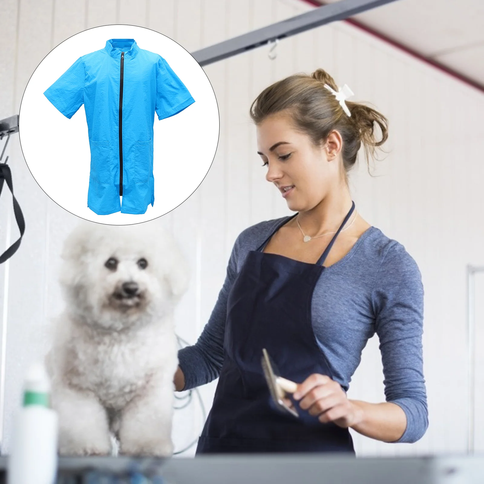 

Grooming Dog Pet Apron Smock Women Work Groomer Clothes Tunic Aprons Hair Pockets Puppy Salon Apparel Bed Vet Jacket Resistant