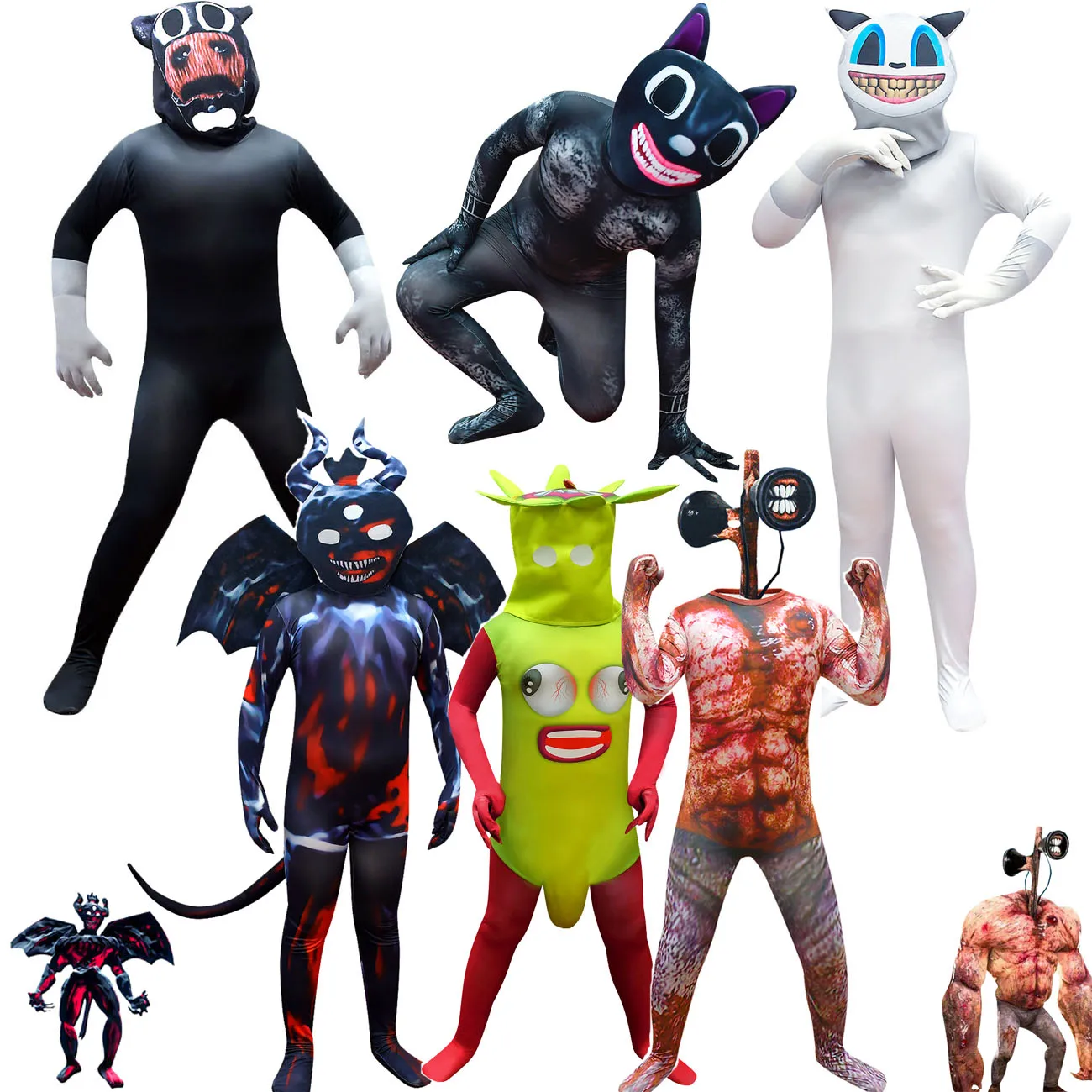 Костюм на Хэллоуин аниме белая черная кошка сирена голова льва банан для