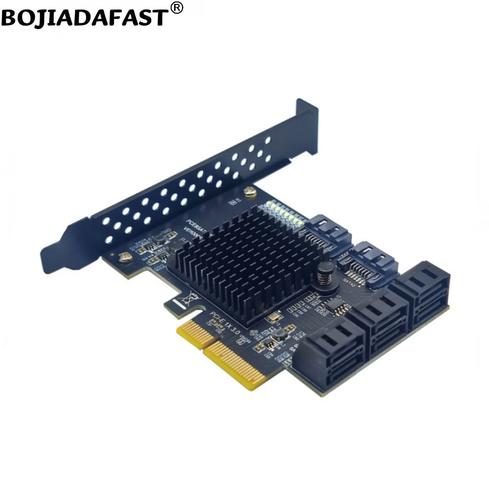 PCI-E 3.0 4X–8*SATA Разъем Контроллер расширения Riser Card 6 Гбит/с ASM1166 + JMB5XX Для жесткого