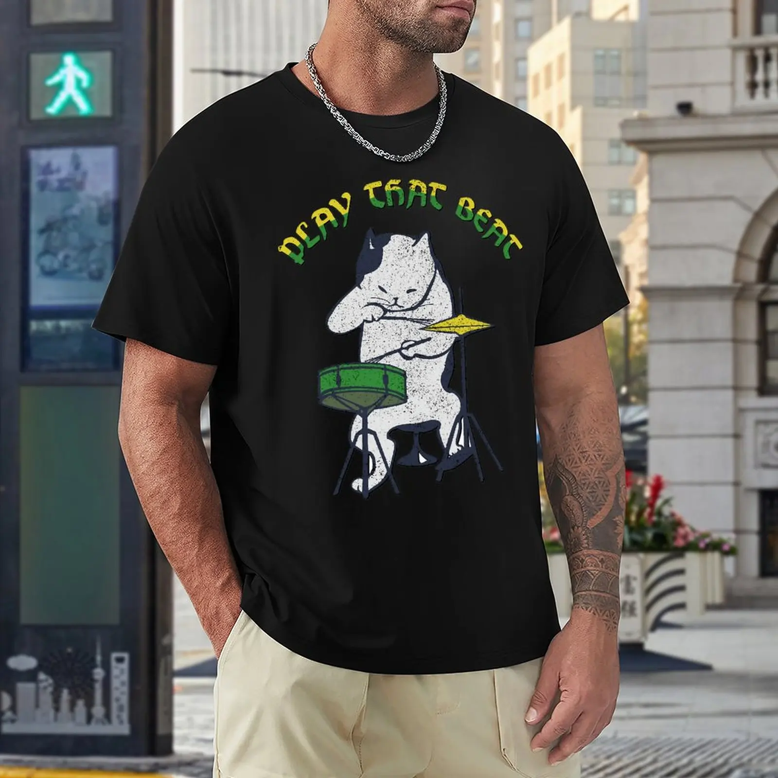 

Play That Beat Drums 6 Crewneck T-shirt Move Tees Funny Graphic Funny Geek Aactivity Competition USA Size