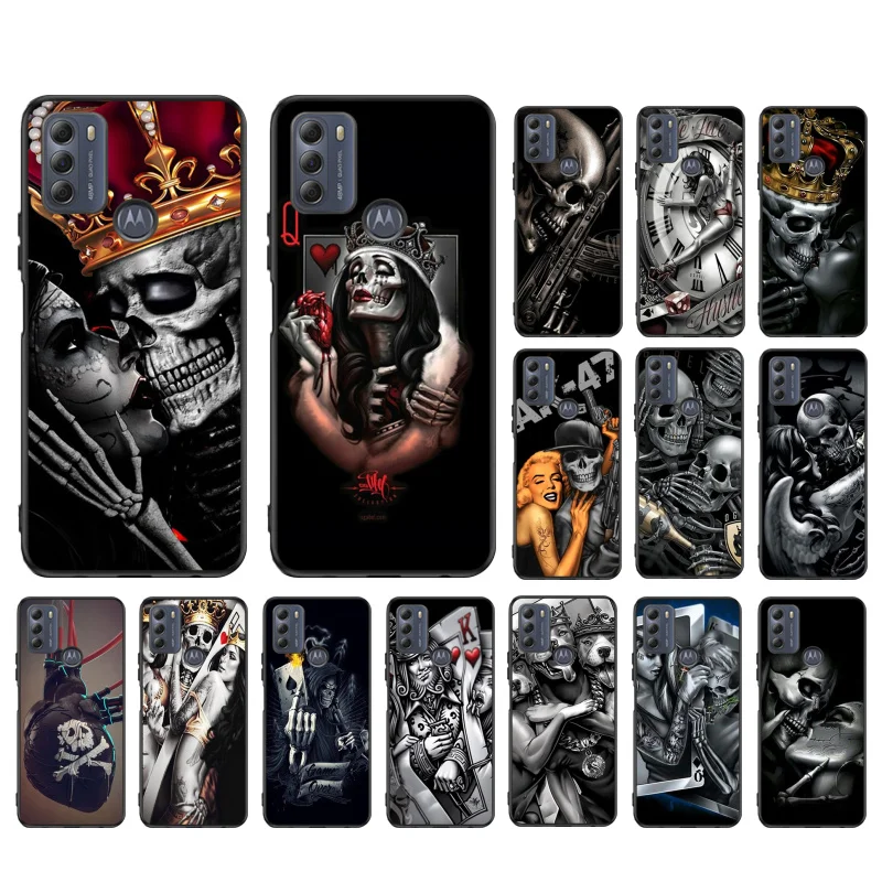 

Skeleton Skull Woman Kiss Phone Case for Motorola Moto One E7 E7power E7Plus E6S E20 E40 One Power Edge 20 Fusion Edge 20 Lite