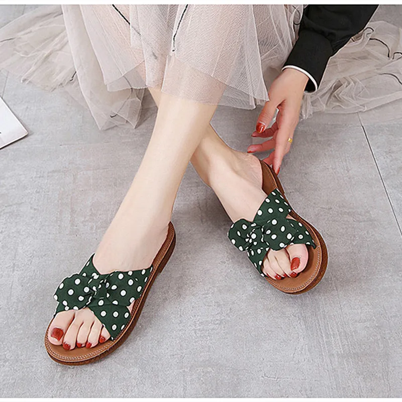 

Шлепанцы женские с бантом, сланцы, сланцы, нескользящая подошва, летняя уличная пляжная обувь