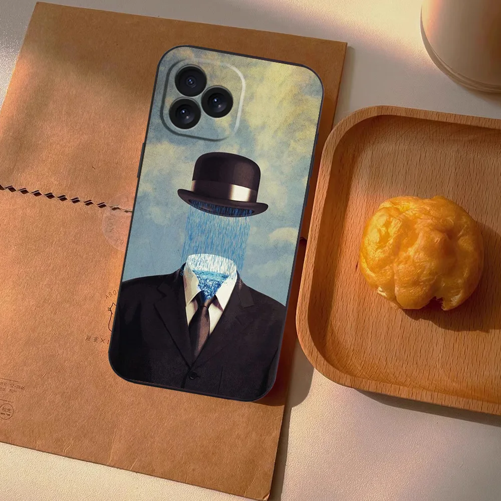 R-Rene M-MagritteS Art Phone Case for iPhone 12 11 13 14 15 16 Max Pro Plus Black Soft Silicone Cover