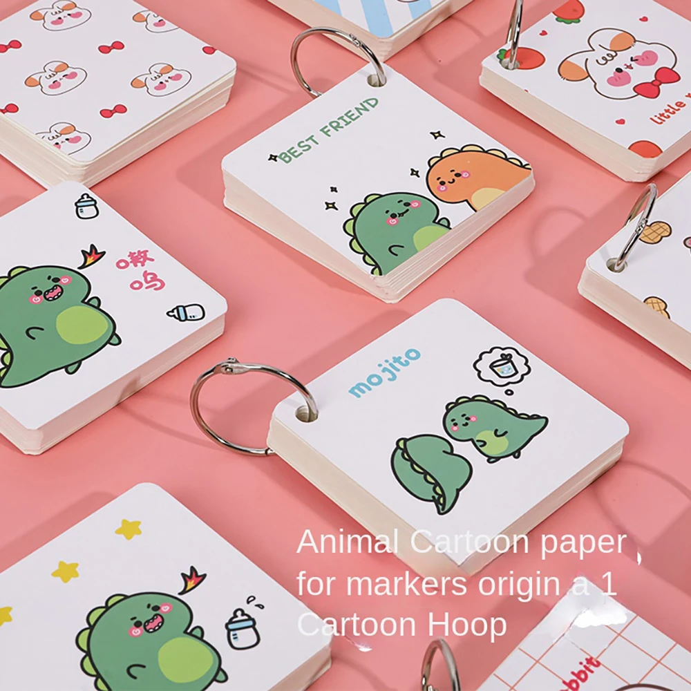 

Cartoon Animal 80Sheets Coil Mini Loose Leaf Notebook Portable Binding Ring Buckle Book School Office Supplies Stationery